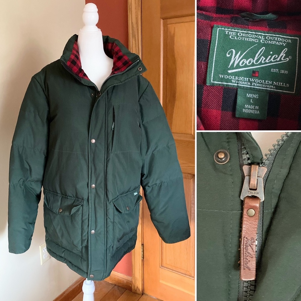 Woolrich Authentic Elm Green 550 Down Langhorn Jacket Parka Coat Men's Size L